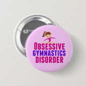 Funny Gymnastics Girl Pink Ronde Button 5,7 Cm (Voorkant /achterkant)
