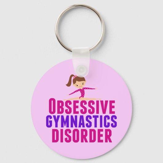 Funny Gymnastics Girl Pink Sleutelhanger (Voorkant)