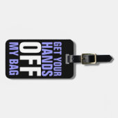 Funny Haal je handen uit mijn tas Paars Bagagelabel (Voorkant horizontaal)