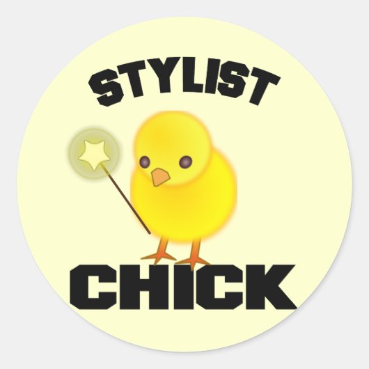 Funny Haarstylist Chick Ronde Sticker (Voorkant)