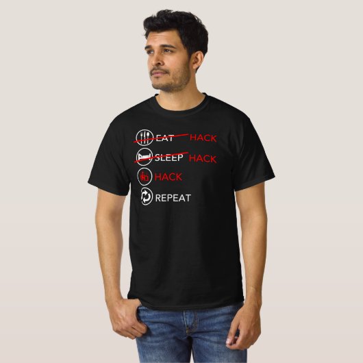 Funny Hacker's Eat Sleep Hack T-shirt (Voorkant volledig)