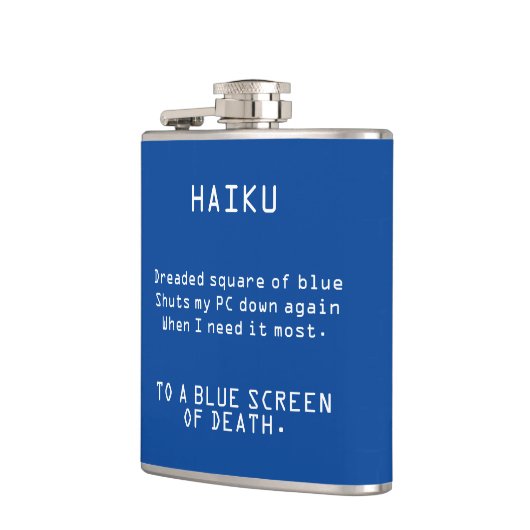Funny Haiku naar het blauwe scherm van de dood Heupfles (Links)