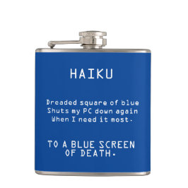 Funny Haiku naar het blauwe scherm van de dood Heupfles