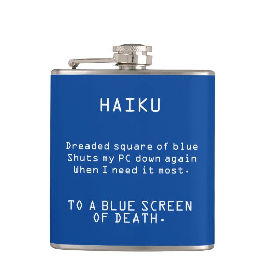 Funny Haiku naar het blauwe scherm van de dood Heupfles (Voorkant)