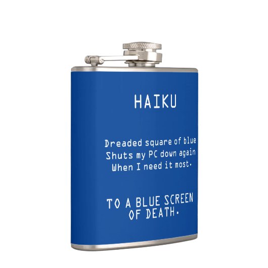Funny Haiku naar het blauwe scherm van de dood Heupfles (Rechts)