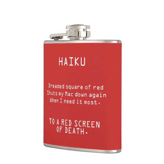 Funny Haiku naar het Rode Scherm van de Dood Heupfles (Links)