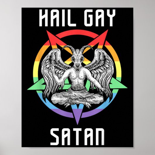 Funny Hail Gay Satan LGBT Gothic Gay Pride Baphome Poster (Voorkant)