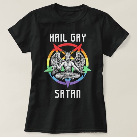 Funny Hail Gay Satan LGBT Gothic Gay Pride Baphome T-shirt (Design voorkant)