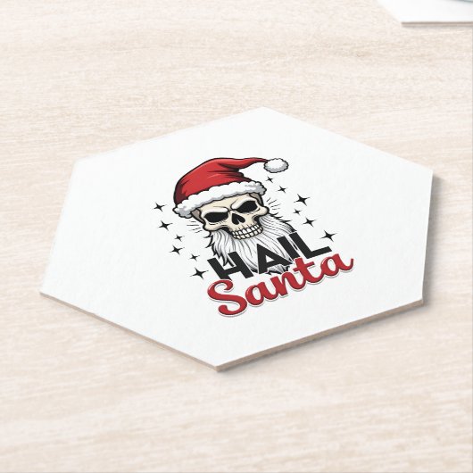 Funny Hail Santa Claus Skull Skeleton Antichrist C Kartonnen Onderzetters (Schuin)
