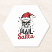 Funny Hail Santa Claus Skull Skeleton Antichrist C Kartonnen Onderzetters (Voorkant)
