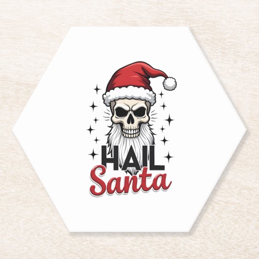Funny Hail Santa Claus Skull Skeleton Antichrist C Kartonnen Onderzetters (Voorkant)