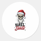Funny Hail Santa Claus Skull Skeleton Antichrist C Ronde Sticker (Voorkant)