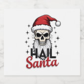 Funny Hail Santa Claus Skull Skeleton Antichrist C Sparkling Wijnetiket (Enkel label)