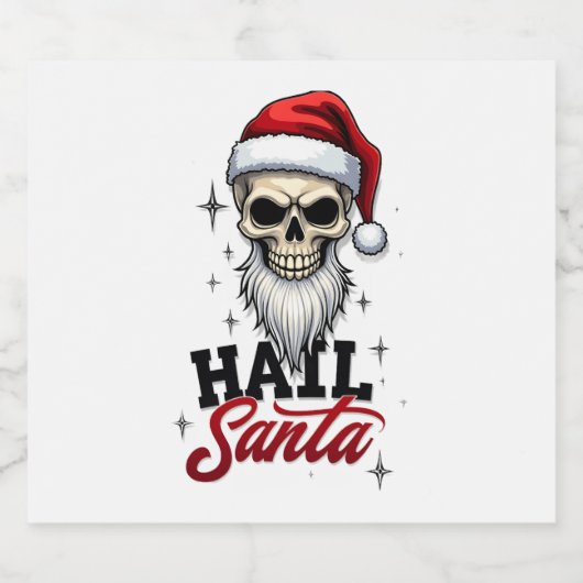 Funny Hail Santa Claus Skull Skeleton Antichrist C Sparkling Wijnetiket (Enkel label)