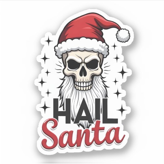 Funny Hail Santa Claus Skull Skeleton Antichrist C Sticker (Voorkant)