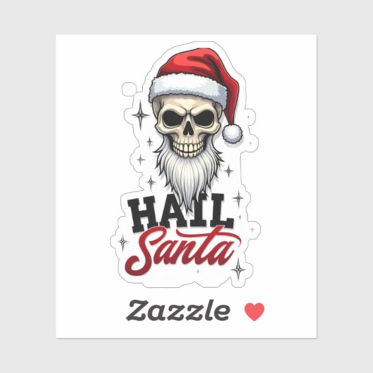 Funny Hail Santa Claus Skull Skeleton Antichrist C Sticker (Vel)