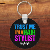 Funny Hair Stylist Sleutelhanger (Achterkant)