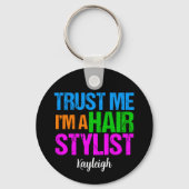 Funny Hair Stylist Sleutelhanger (Achterkant)