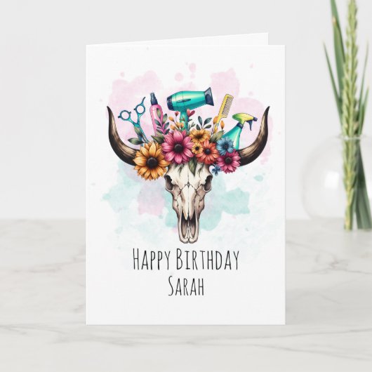 Funny Hair Stylist Verjaardag Kaart voor Salon Vro (Voorkant)