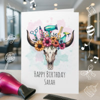 Funny Hair Stylist Verjaardag Kaart voor Salon Vro