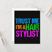 Funny Hair Stylist vertrouw me dat ik een Haarstyl Kaart (Voorkant / Achterkant in situ)