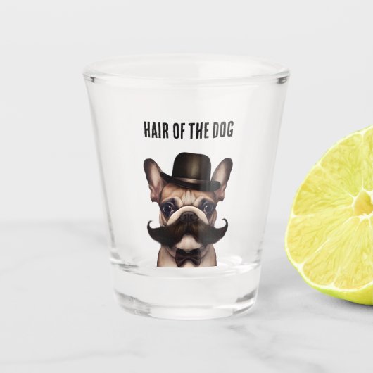 Funny Hair van de Dog French Bulldog Shot Glas (Voorkant)