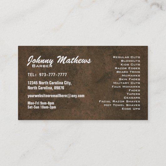 Funny Haircut slogans Mustache Visitekaartjes (Achterkant)