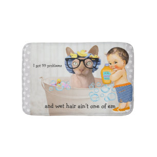 Funny Hairless Cat Bath Mat