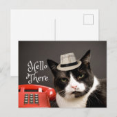 Funny Hallo daar Angry Black & White Cat Briefkaart (Voorkant / Achterkant)