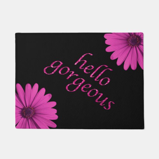 Funny Hallo Gaandees Quote Girly Pink Daisies Deurmat (Voorkant)