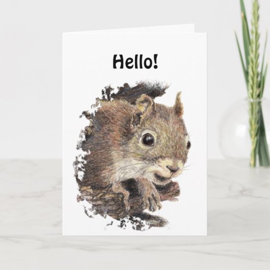 Funny Hallo, Hi, met Cute Squirrel Animal Kaart (Voorkant)