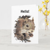 Funny Hallo, Hi, met Cute Squirrel Animal Kaart (Gele Bloem)