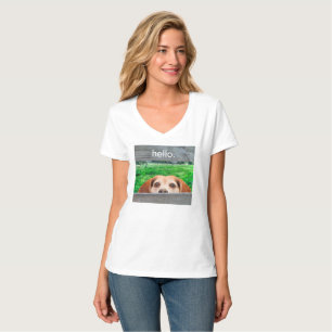 Funny Hallo Quote Beagle Dog Behind Fence T-shirt