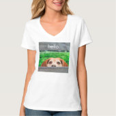 Funny Hallo Quote Beagle Dog Behind Fence T-shirt (Voorkant)