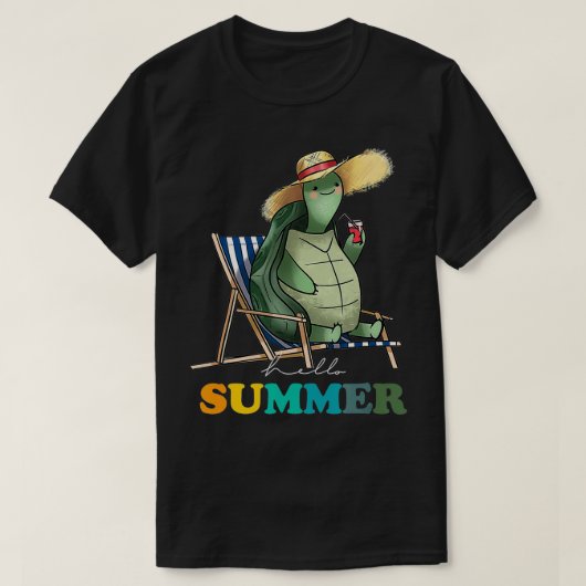Funny Hallo Summer Turtle Summertime T-shirt (Design voorkant)
