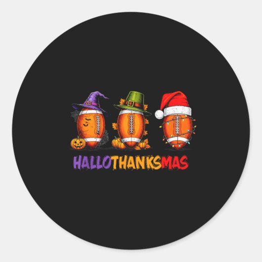 Funny Hallothanksmas Football Halloween Thanksgivi Ronde Sticker (Voorkant)