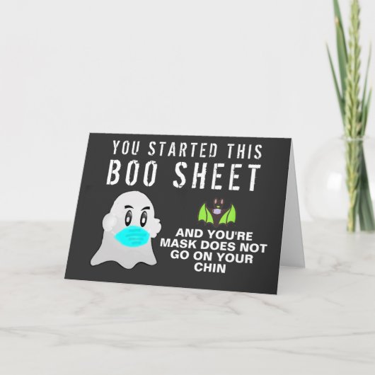 Funny Halloween 2020 Boo Sheet Ghost and Bat Feestdagen Kaart (Voorkant)