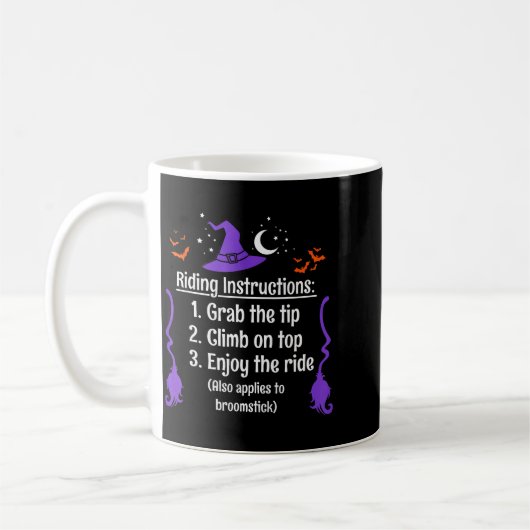 Funny Halloween Adult Sarcasm Humor Witch Riding I Koffiemok (Links)