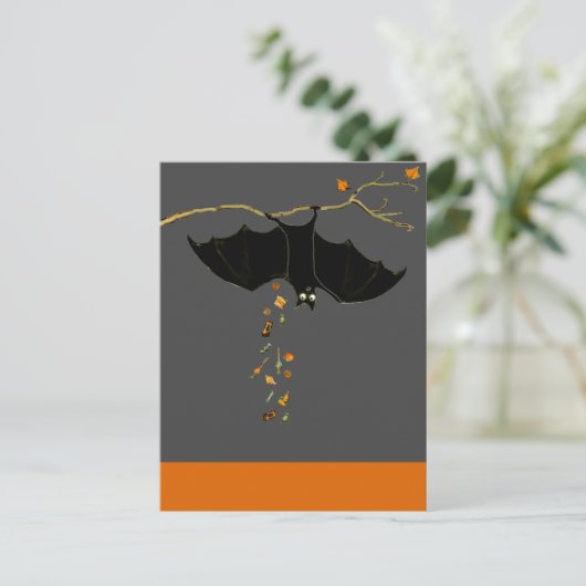 Funny Halloween Bat Briefkaart (Staand voorkant)