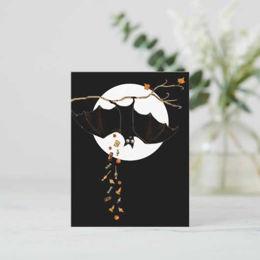 Funny Halloween Bat Briefkaart (Staand voorkant)