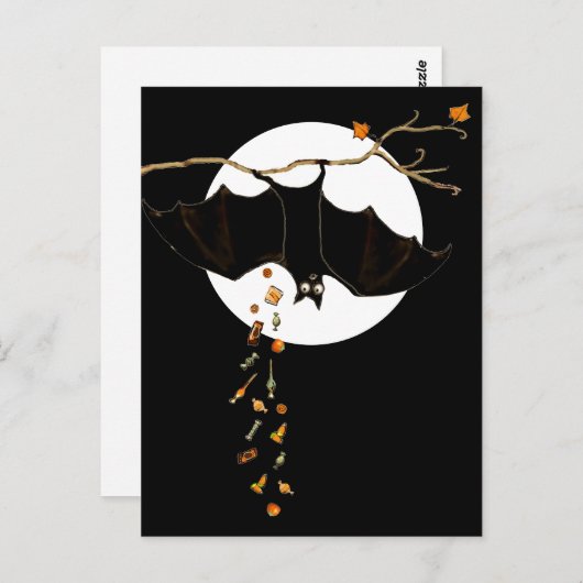 Funny Halloween Bat Briefkaart (Voorkant / Achterkant)