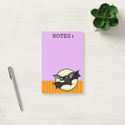 FUNNY HALLOWEEN BAT GRAPHIC POST-IT PAARSE NOTEPAD POST-IT® NOTES (Kantoor)