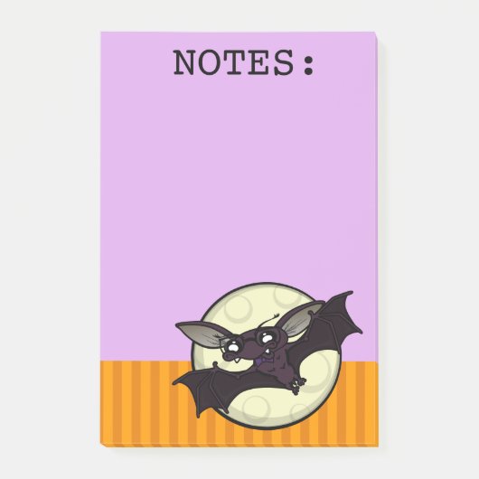 FUNNY HALLOWEEN BAT GRAPHIC POST-IT PAARSE NOTEPAD POST-IT® NOTES (Voorkant)