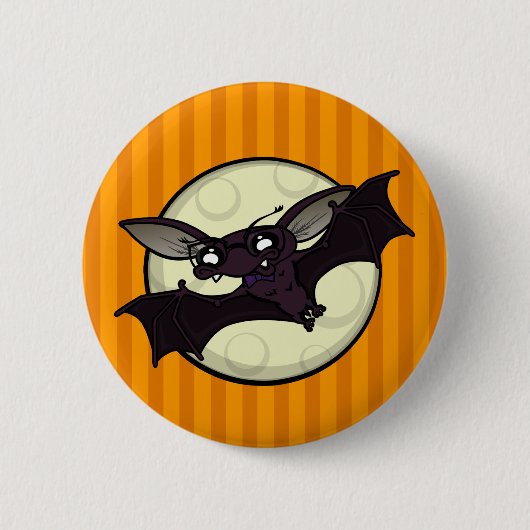 FUNNY HALLOWEEN BAT ROND BUTTON (Voorkant)