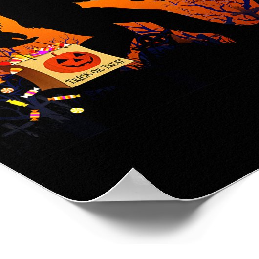 Funny Halloween Bigfoot Trick Or Treating Full Moo Poster (Hoek)