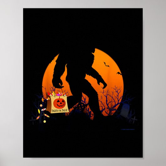 Funny Halloween Bigfoot Trick Or Treating Full Moo Poster (Voorkant)