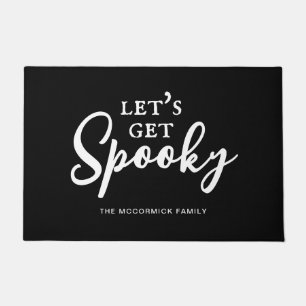 Funny Halloween Black and White Spooky Family Name Deurmat