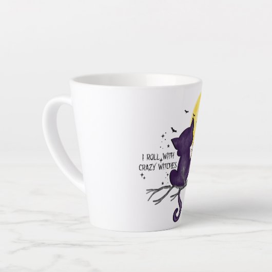 Funny Halloween Black Cat en Magical Moon Latte Mok (Linkerhoek)