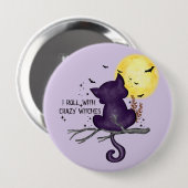 Funny Halloween Black Cat en Magical Moon Ronde Button 4,0 Cm (Voorkant /achterkant)