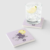 Funny Halloween Black Cat en Magical Moon Stenen Onderzetter (Zijkant)